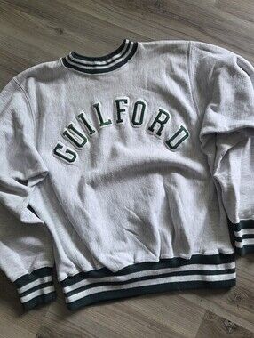 RARE VTG Guilford College Quakers Crewneck Sweatshirt 90s USA Size XL Mt Spokane